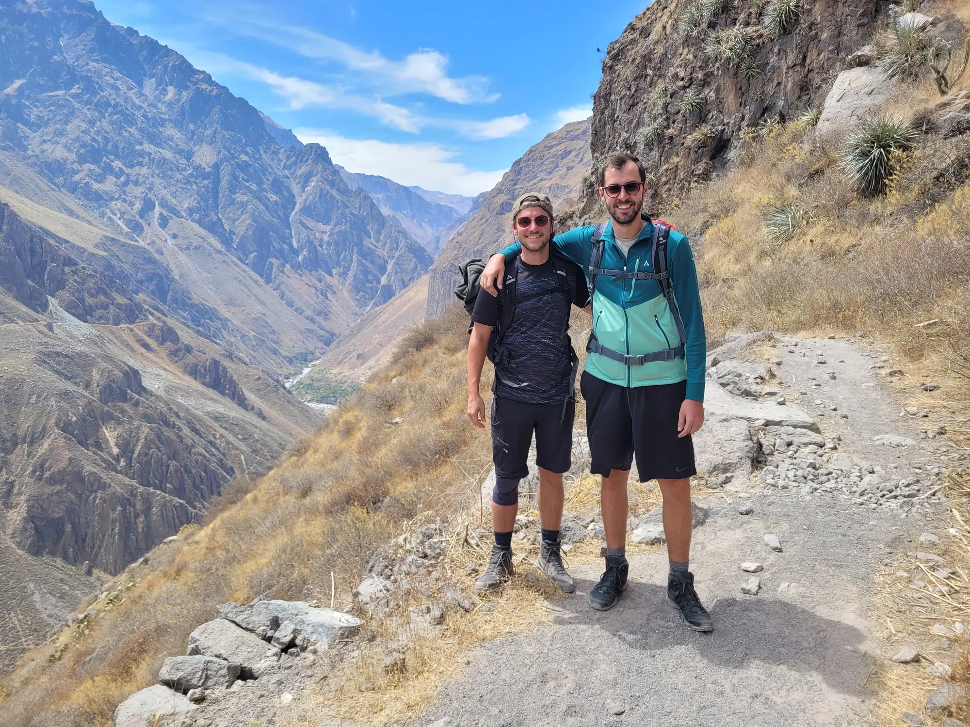 Hiking on a trail in Colca Canyon