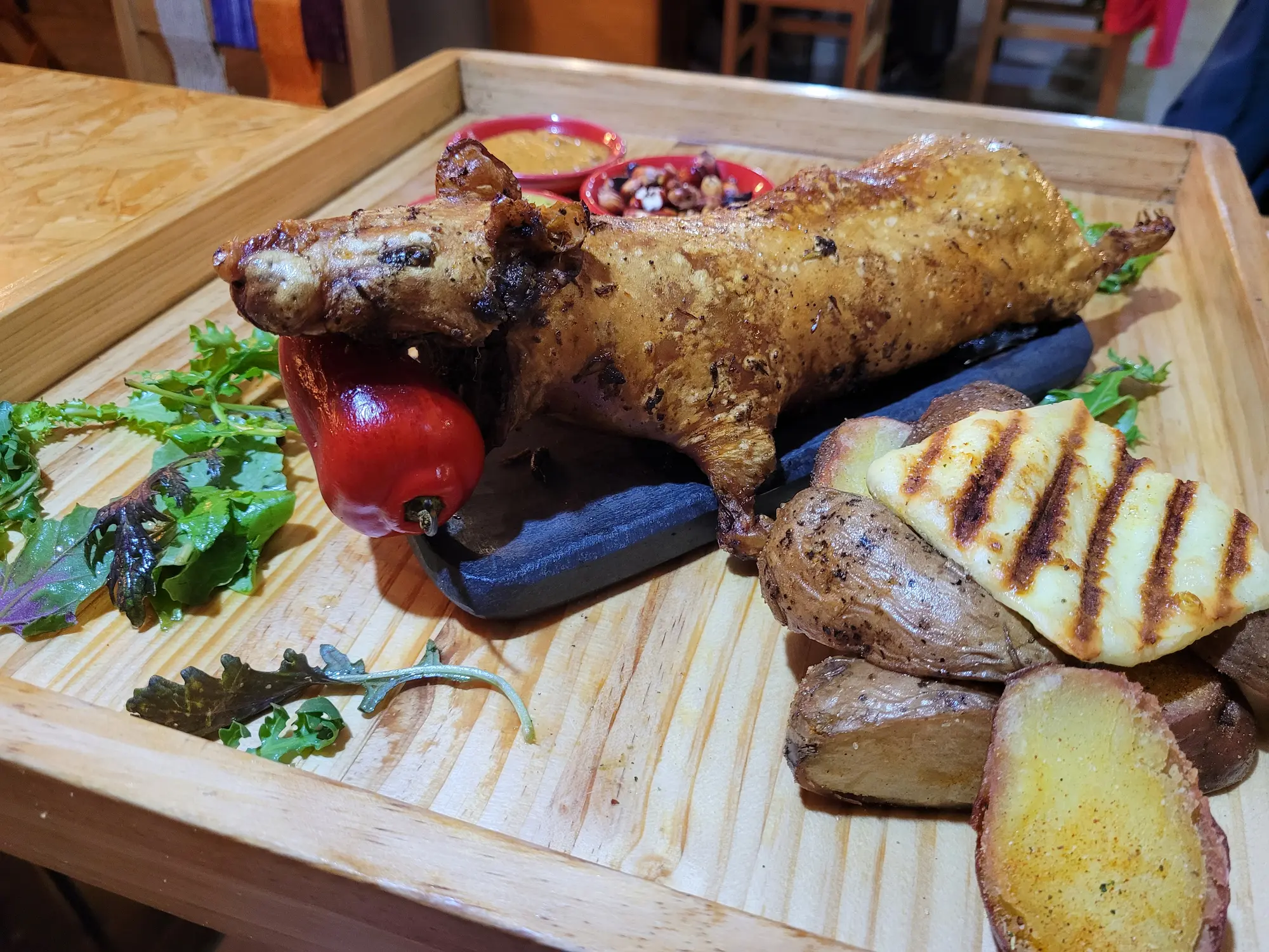 Dinner plate in Cusco with meat and potatoes