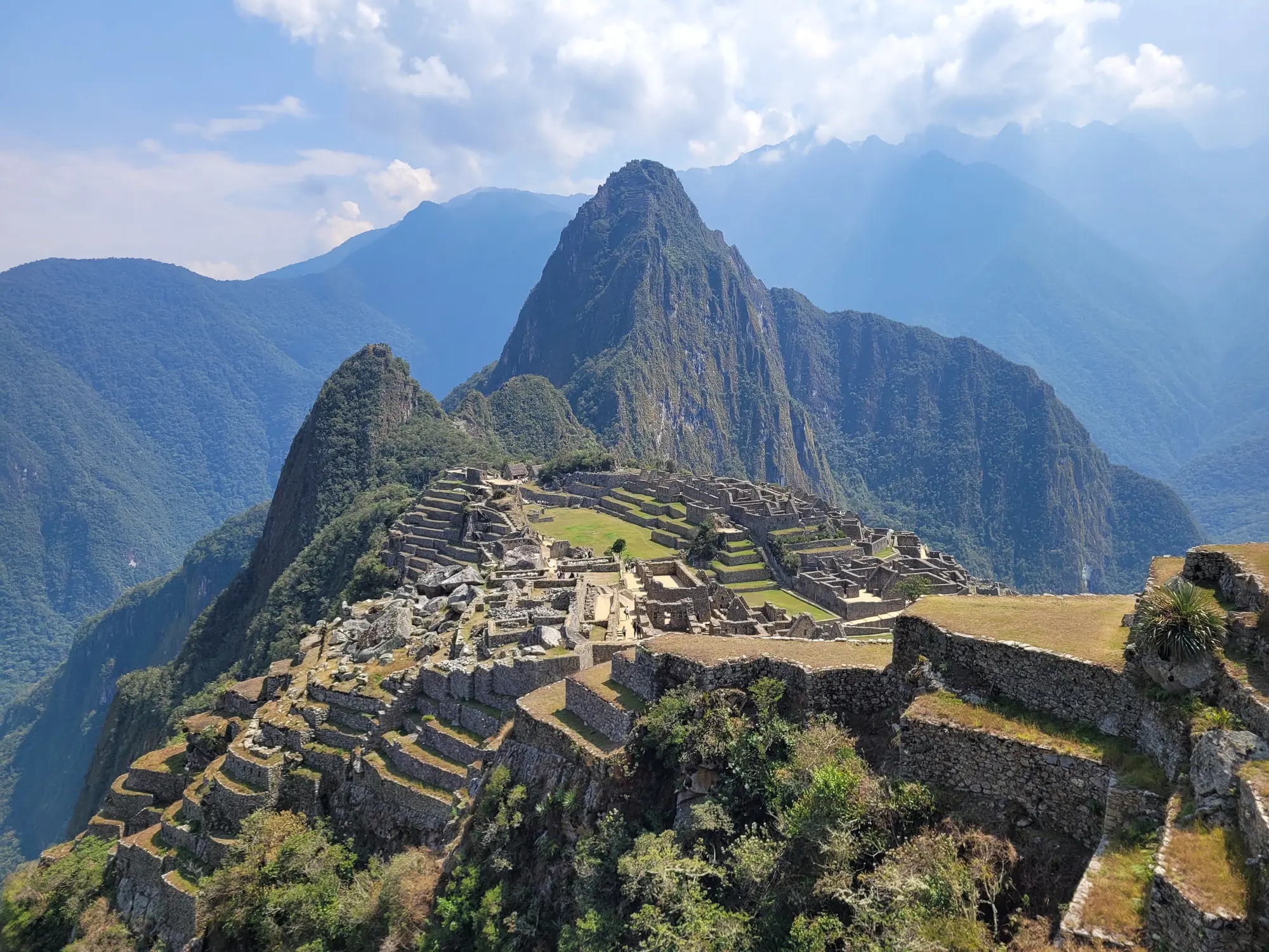 Classic view over Machu Picchu and the surrounding mountains