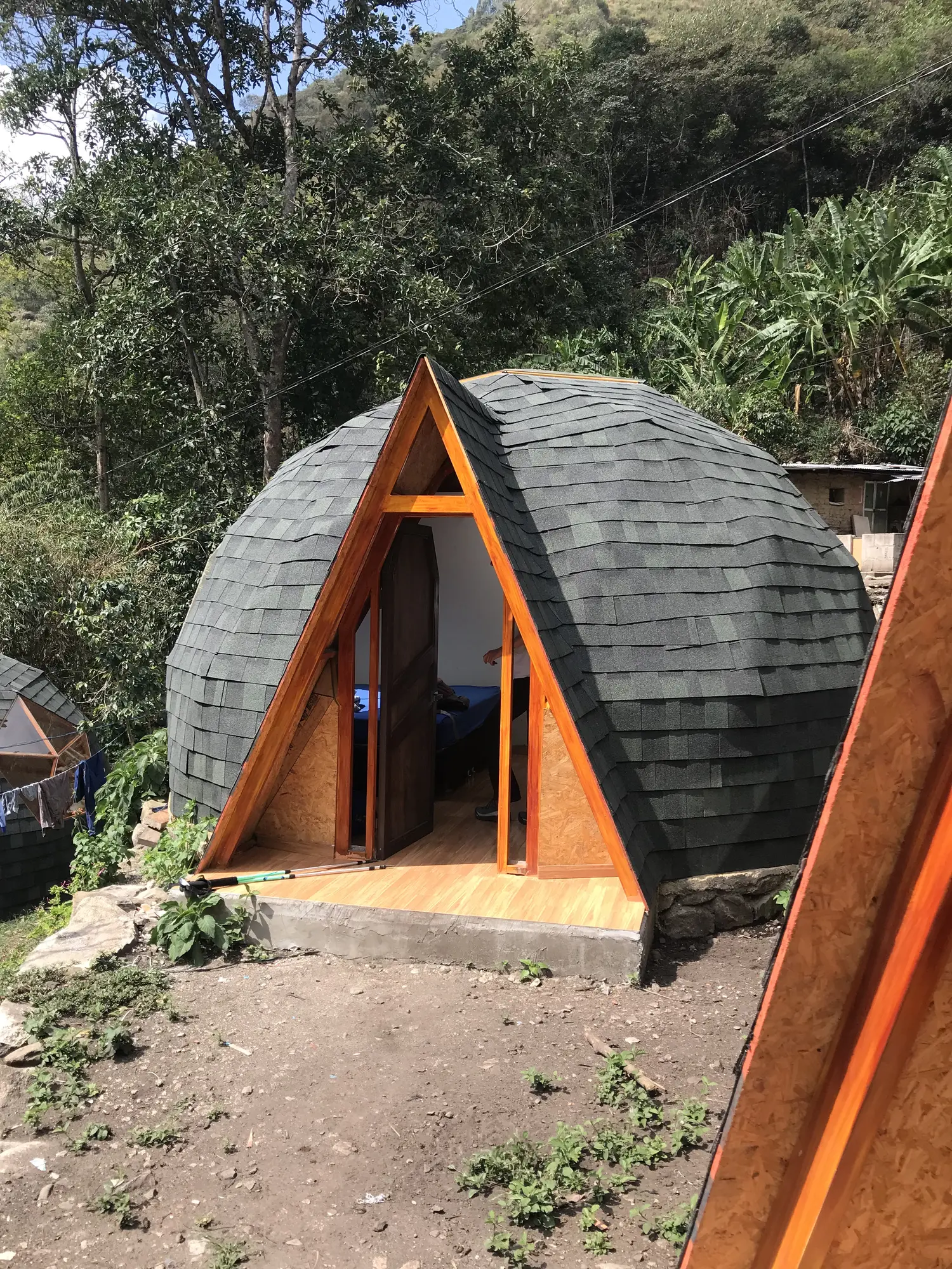 Small dome cabin in the forest on the Salkantay route