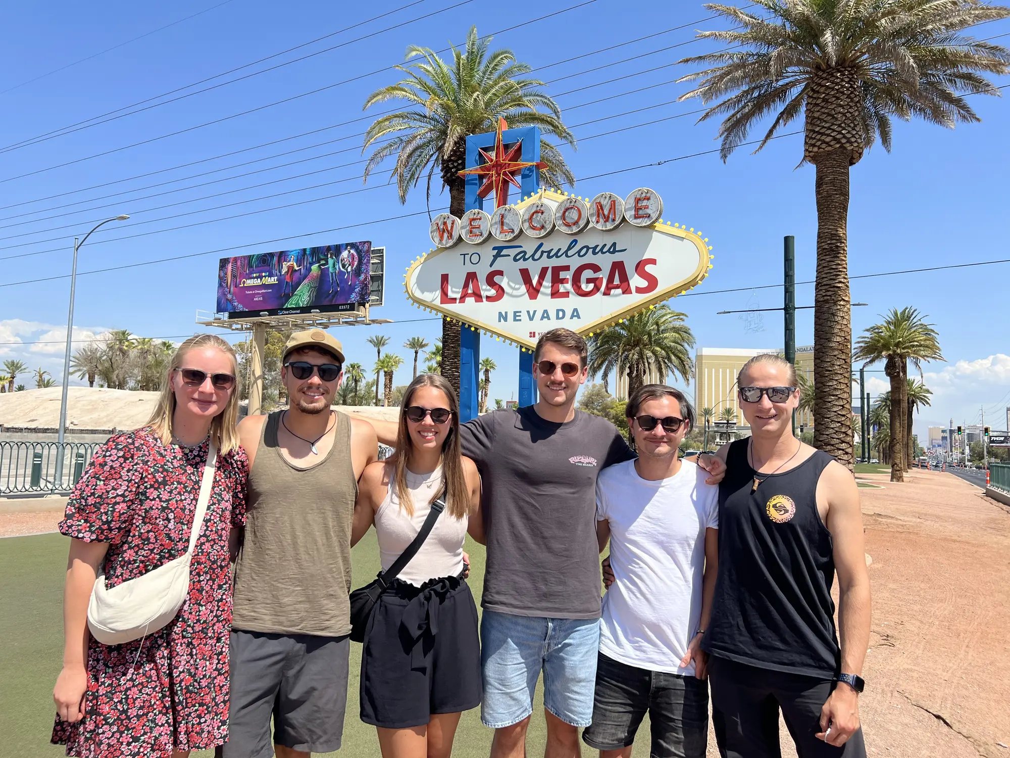 Group photo at the Welcome to Fabulous Las Vegas sign