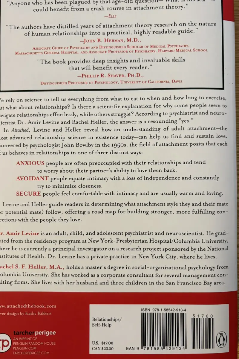 Back cover of Attached by Amir Levine and Rachel Heller