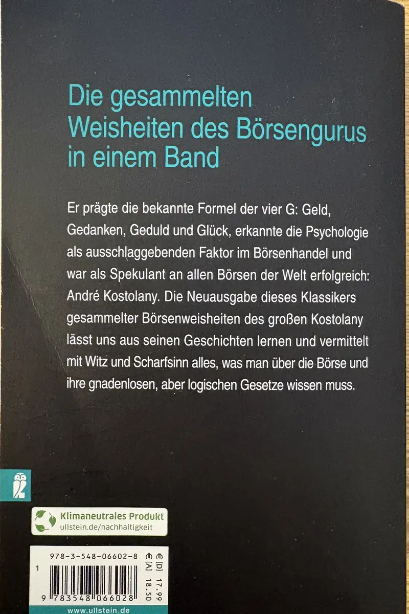 Back cover of Der gro&szlig;e Kostolany by Andr&eacute; Kostolany