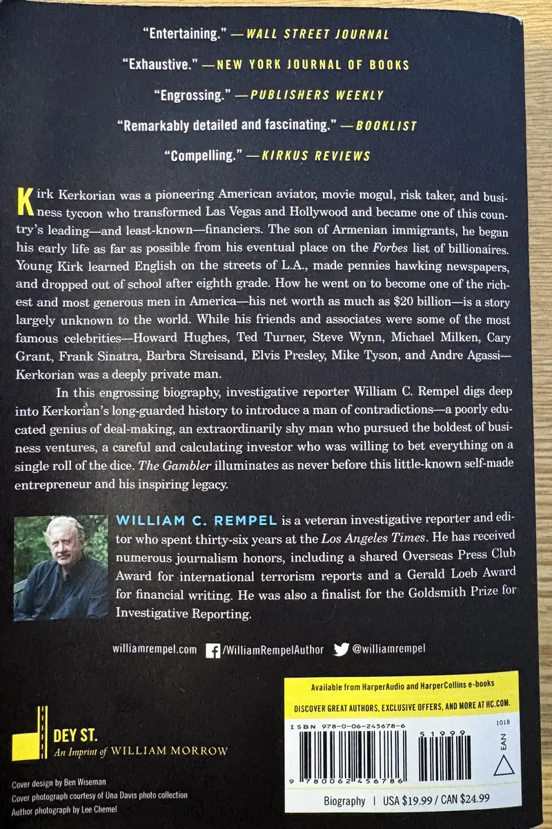 Back cover of The Gambler by William C. Rempel